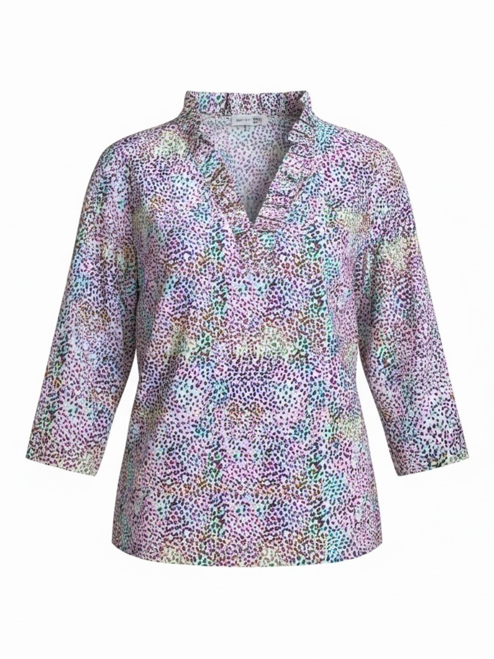 Michelle Mcdowell Women’s Sz M Confetti Print Ruffle Collar Blouse Top